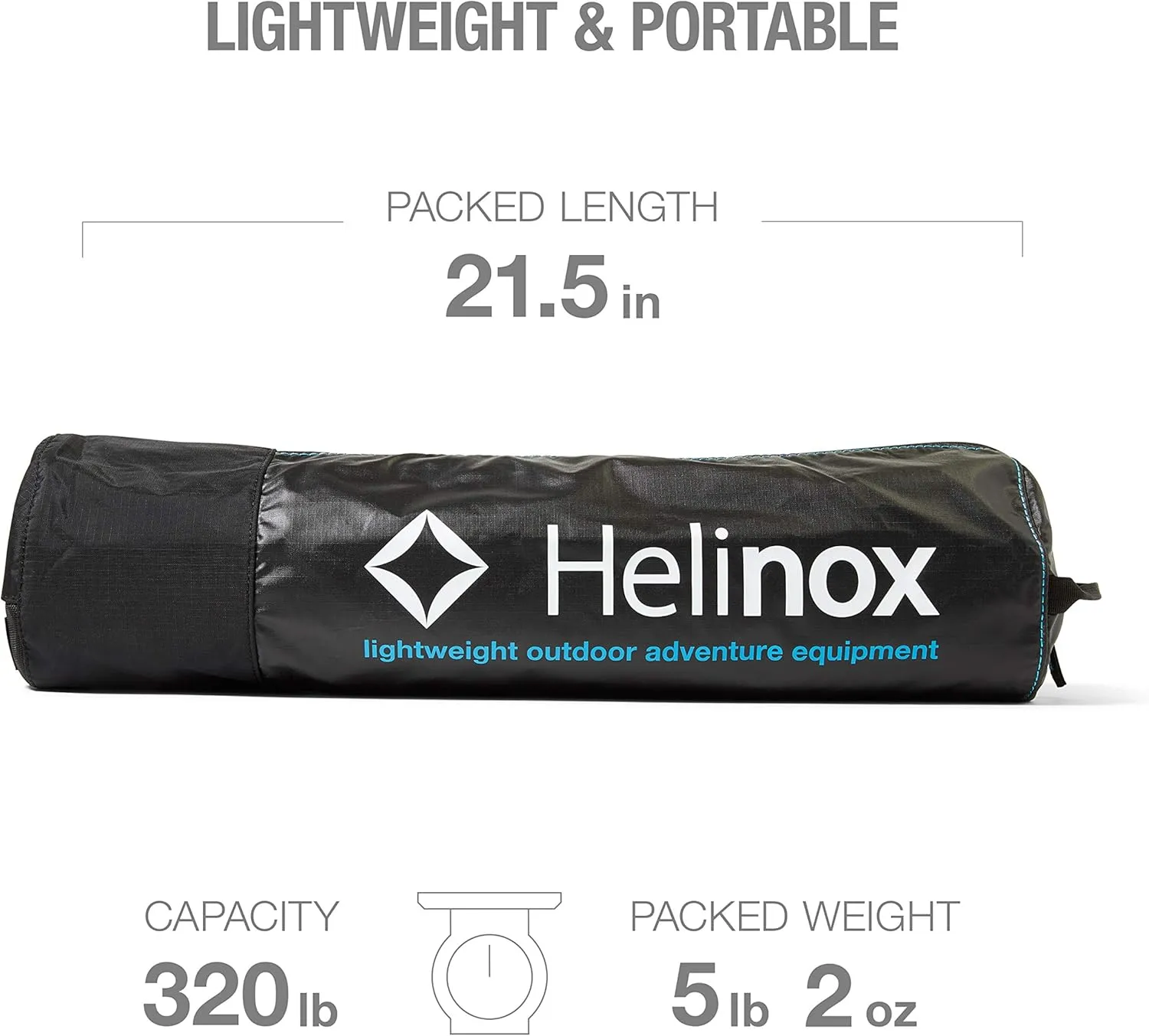 Helinox Cot One Lightweight, Compact, Collapsible, Portable Camping Cot, Regular, Black
