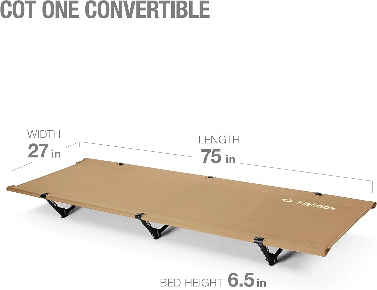Helinox Cot One Lightweight, Compact, Collapsible, Portable Camping Cot, Regular, Coyote Tan