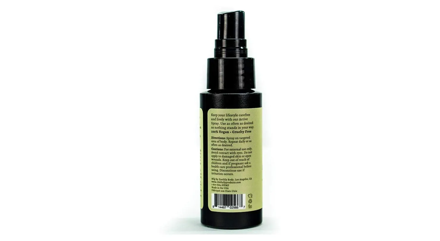 Hemp Daily Active Spray | Hemp Spray with Essential Oils | Vegan, Organic Ingredients | 2 Fluid Ounces (Original Spray, Single)