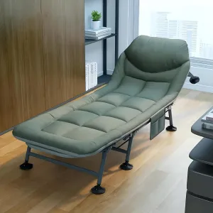 HEXAR® Premium Camping Cot Comfortable Folding Bed 160 KG Capacity 8 Legs Portable Bed 6 Angle Luxury Recliner Lounge Chair Sleeping Mattress Indoor Outdoor Office Lounger Adult Beach Bed (Dark Green)