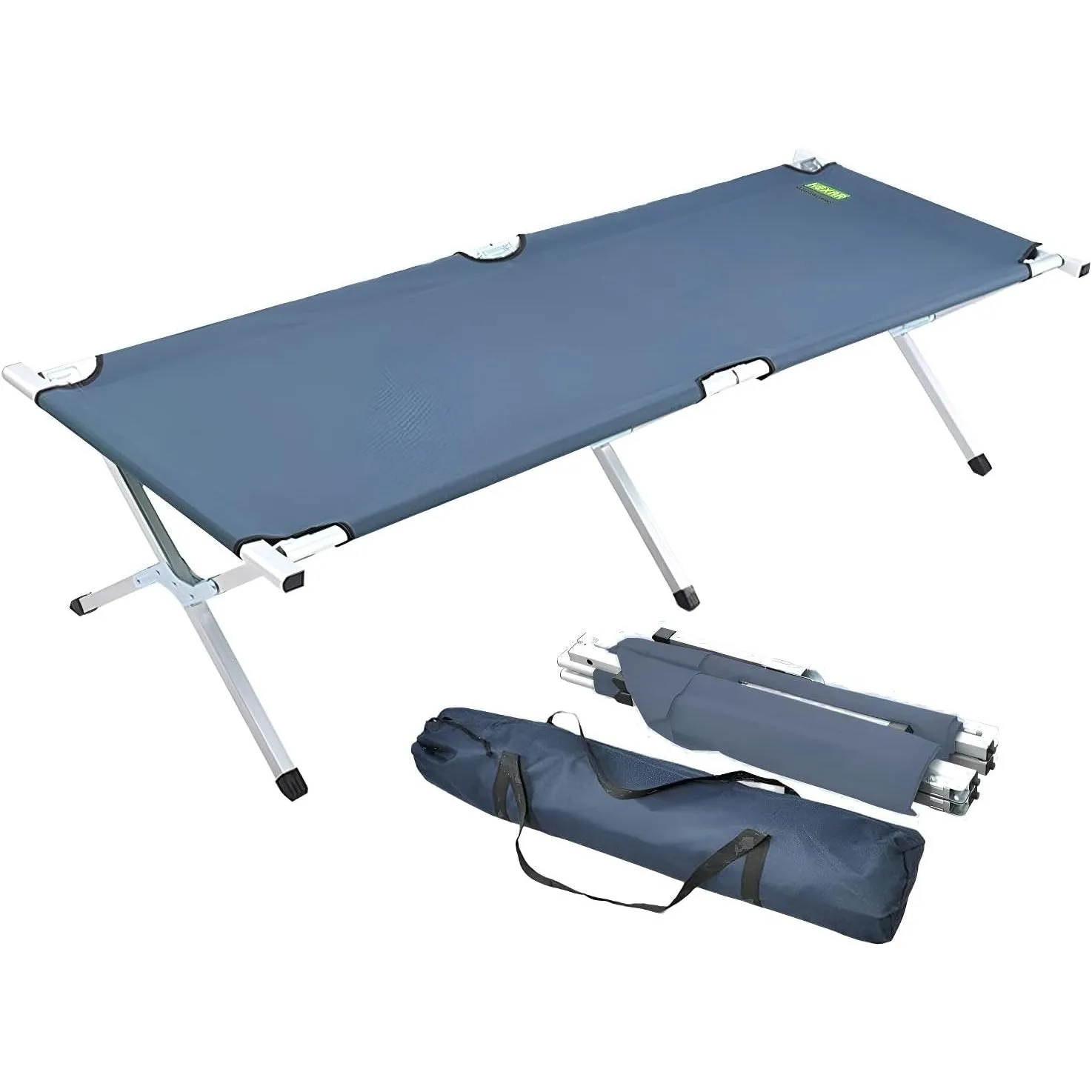 HEXAR® Premium Camping Cot Comfortable Folding Bed 160 KG Capacity 8 Legs Portable Bed 6 Angle Luxury Recliner Lounge Chair Sleeping Mattress Indoor Outdoor Office Lounger Adult Beach Bed (Dark Green)