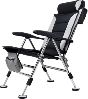High Back Chair Director Chair Adjustable Backrest and Legs Removable Cushion Folding Fishing Chair for Beach Camping Wild Fishing Support 550 lbs Camping Chair