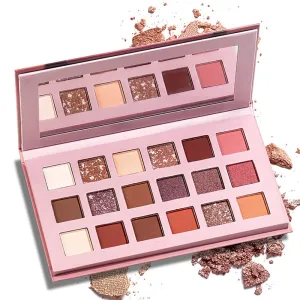 Highly Pigmented Eyeshadow Palette , 18 Colors Matte Shimmer Metallic Eyeshadow Pallet Long Lasting Waterproof Blendable Natural Colors Waterproof Make Up Eye Shadows Cosmetics Gift Kit-Great for Travel