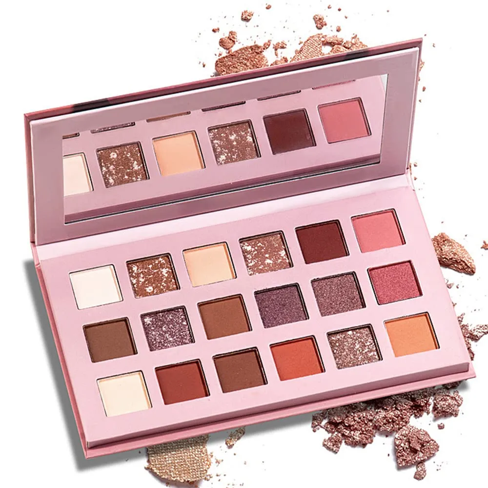 Highly Pigmented Eyeshadow Palette , 18 Colors Matte Shimmer Metallic Eyeshadow Pallet Long Lasting Waterproof Blendable Natural Colors Waterproof Make Up Eye Shadows Cosmetics Gift Kit-Great for Travel