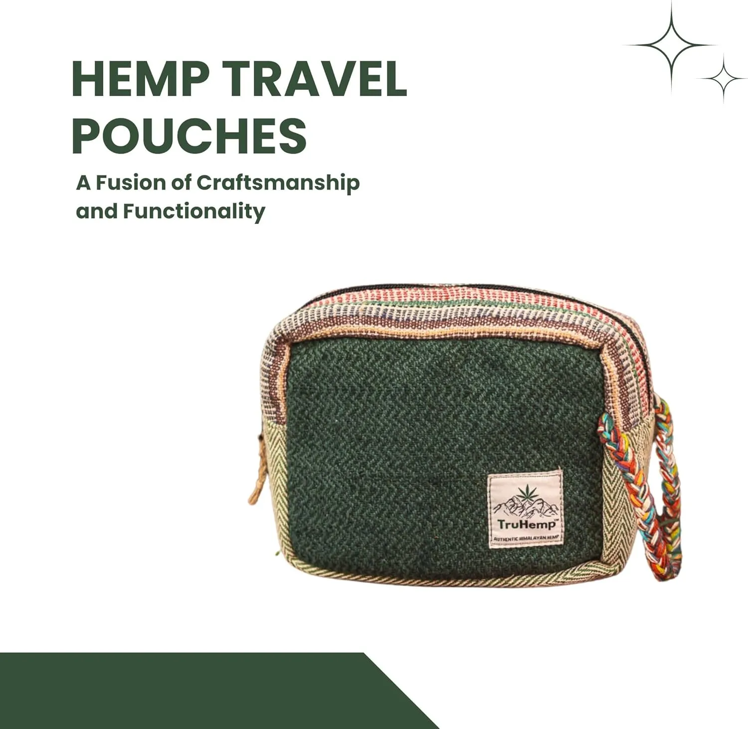 Himalayan Hemp Toiletry Kit – Natural Hemp Travel Pouch with Spacious Storage, Dual Zipper Compartments, Soft Cotton Lining