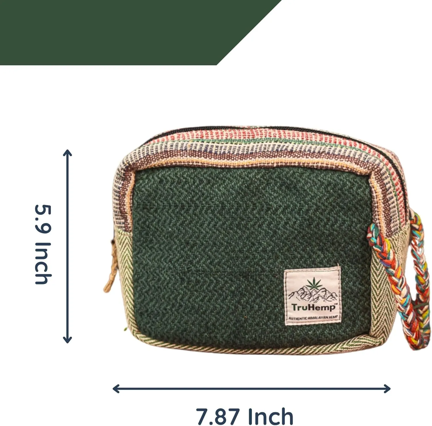 Himalayan Hemp Toiletry Kit – Natural Hemp Travel Pouch with Spacious Storage, Dual Zipper Compartments, Soft Cotton Lining