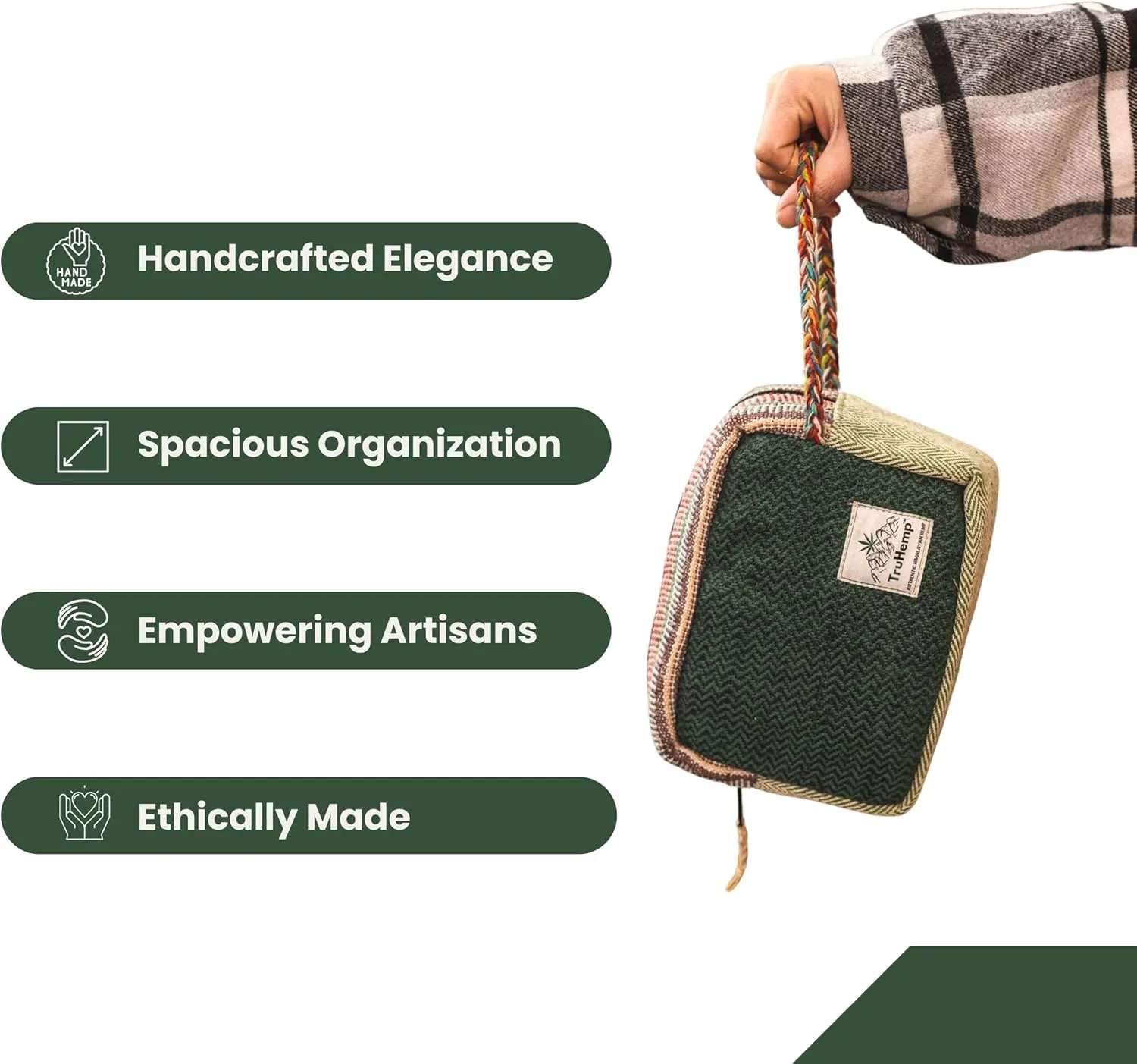 Himalayan Hemp Toiletry Kit – Natural Hemp Travel Pouch with Spacious Storage, Dual Zipper Compartments, Soft Cotton Lining