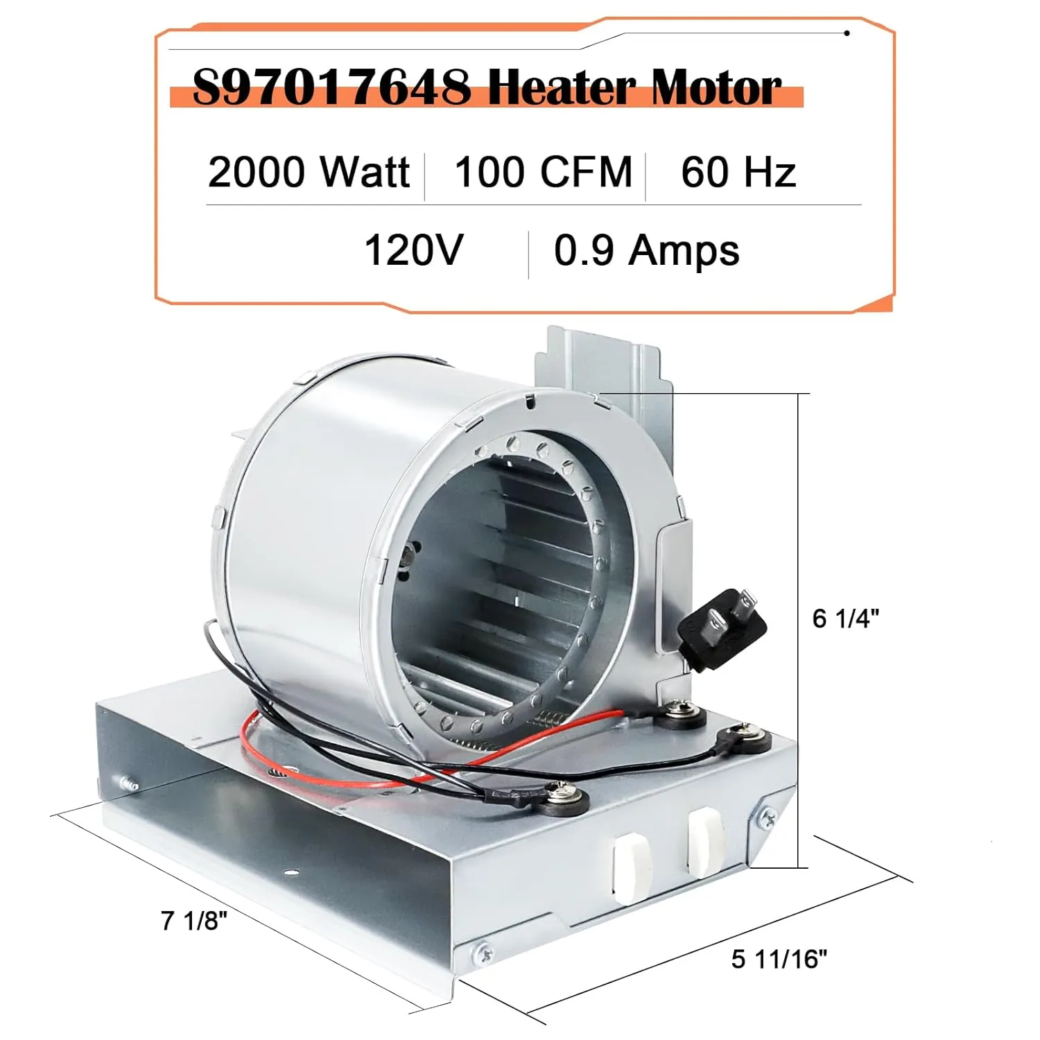 Hiorucet S97017648 97017648 Heater Motor Assembly for Broan Nutone Heater, 665RP 605RP 9965 660RP 9905 665RSP Heater Replacement for Broan Nutone Bathroom Exhaust Fan with a Powerful Heating Element.