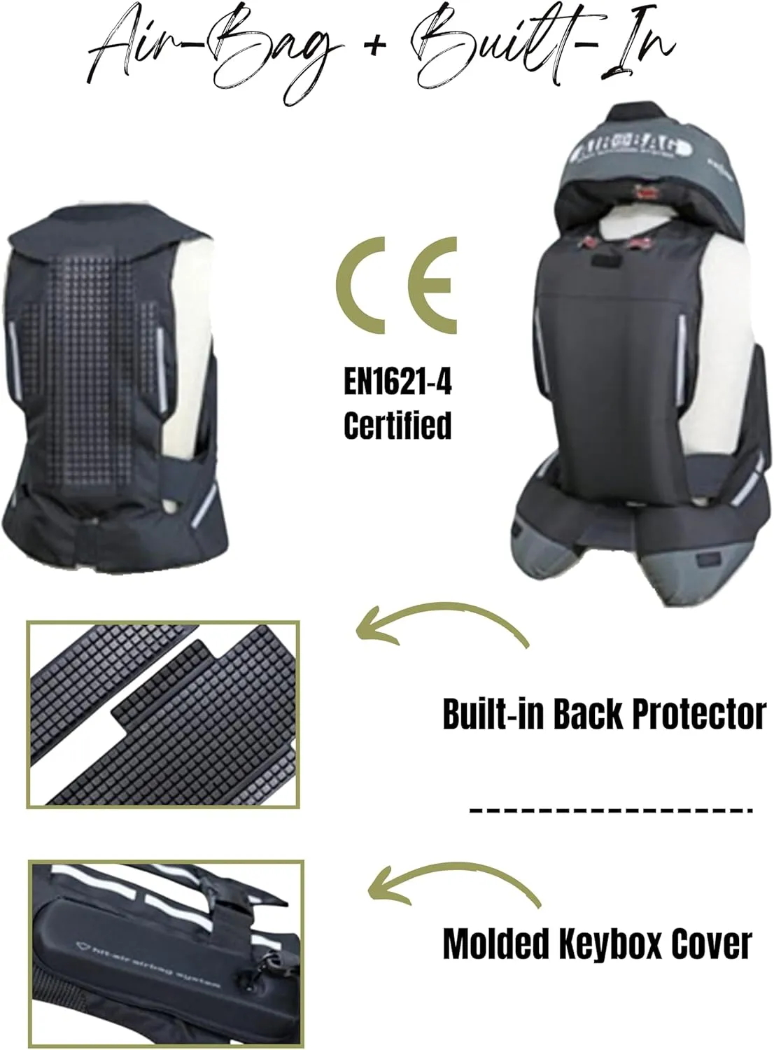 Hit-Air ST Wearable Airbag, All-in-one Harness, CE Certified, Built-In, Adjustable, Motorcycle or Horse, Sports Action Vest