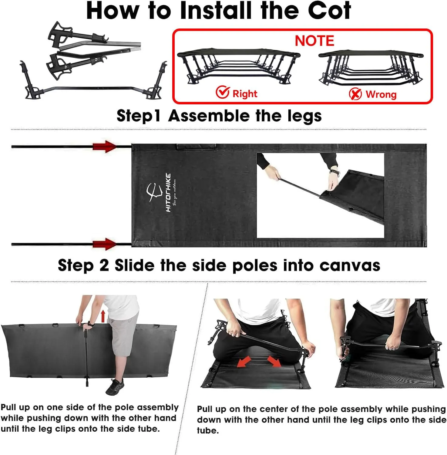 HITORHIKE Camping Cot Compact Folding Cot Bed for Outdoor Backpacking Camping Cot Bed