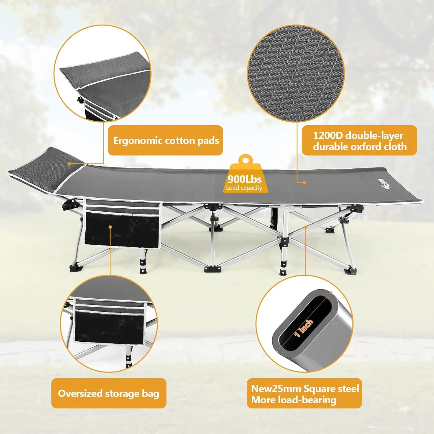 Homdox Camping cot Folding Outdoor Camping Travel Cot and Cot Pad - Quality Lightweight Portable Heavy Duty Adult Travel Cot Double Layer Oxford Portable Travel Camp Cots for Camp/Office/Home