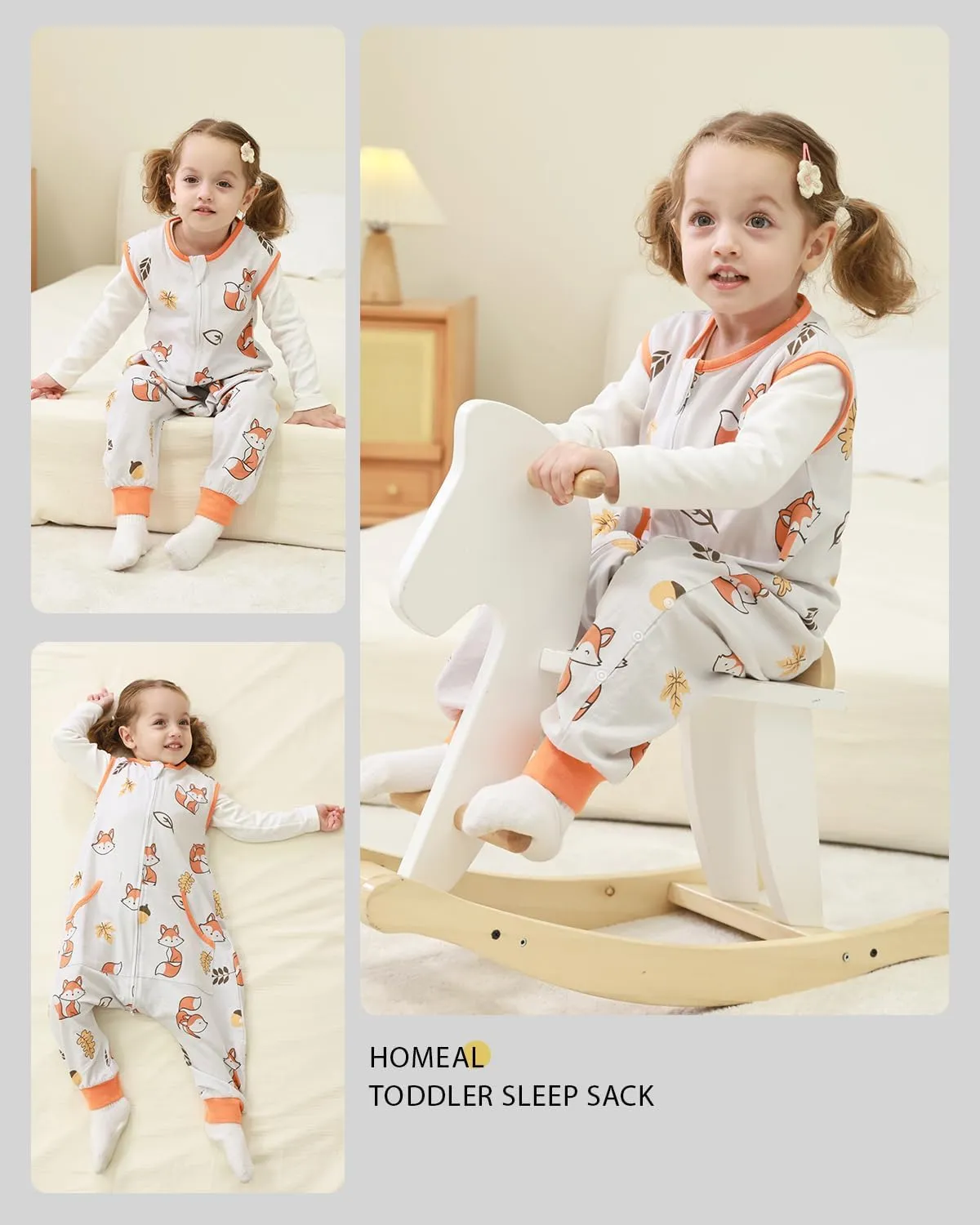 HOMEAL 0.5Tog Sleep Sack with Feet, Toddler Sleep Sacks 3T-5T,Toddler Sleeping Sack with Legs,Fox