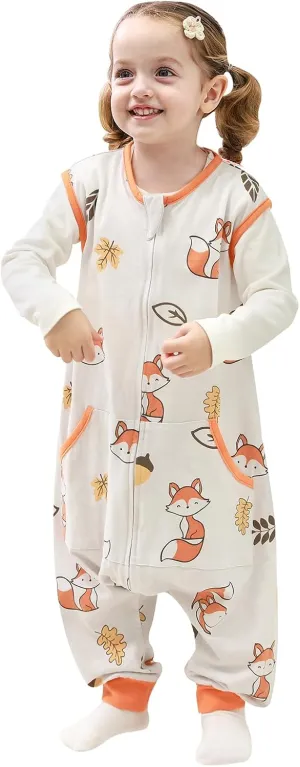 HOMEAL 0.5Tog Sleep Sack with Feet, Toddler Sleep Sacks 3T-5T,Toddler Sleeping Sack with Legs,Fox