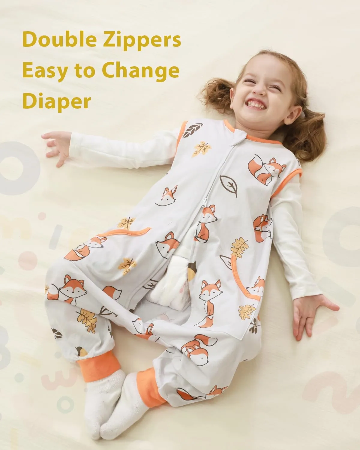 HOMEAL 0.5Tog Sleep Sack with Feet, Toddler Sleep Sacks 3T-5T,Toddler Sleeping Sack with Legs,Fox