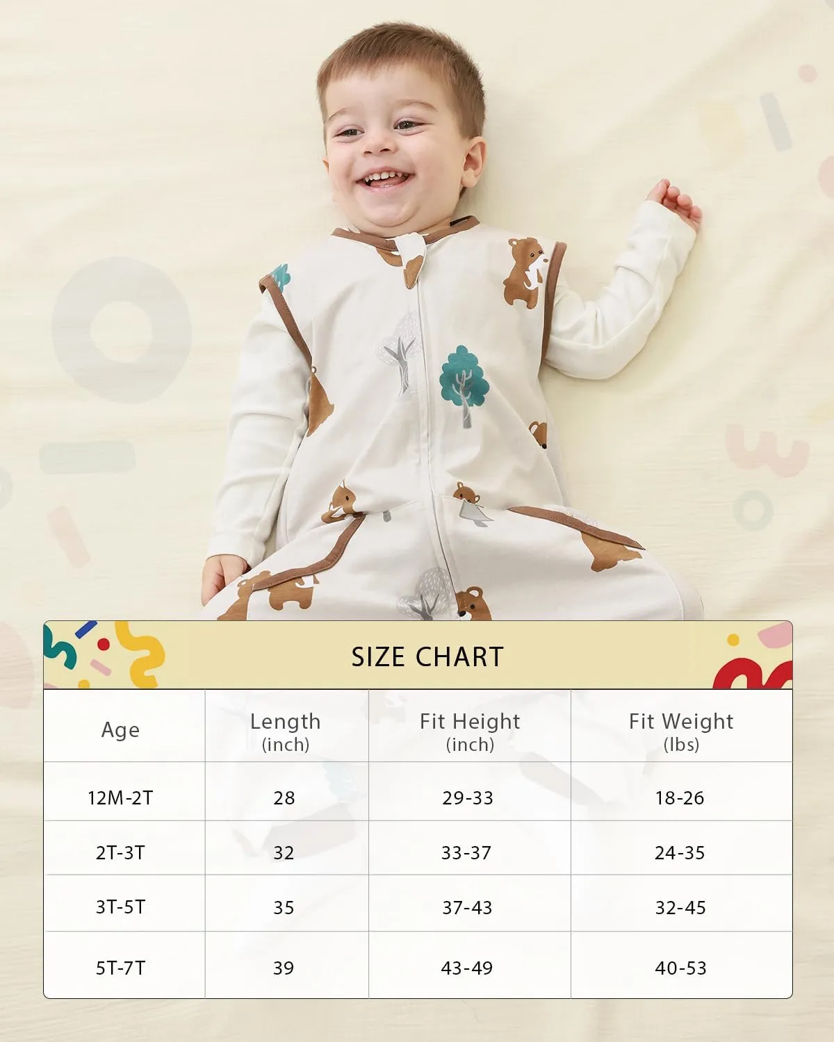 HOMEAL 0.5Tog Toddler Sleep Sacks 2T-3T,Toddler Sleeping Sack with Legs, Sleep Sacks, Wearable Blanket Brown Bear