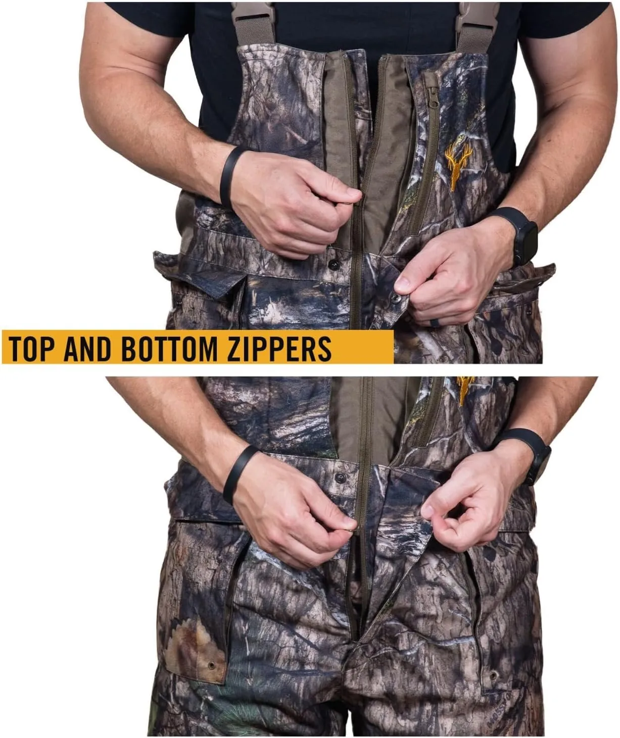 HOT SHOT Men’s Elite Camo Hunting Bib, Waterproof Men’s Camouflage Overalls, Insulated All-Day Cold Weather Hunting Clothes