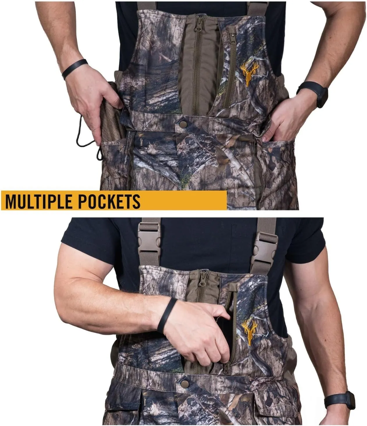 HOT SHOT Men’s Elite Camo Hunting Bib, Waterproof Men’s Camouflage Overalls, Insulated All-Day Cold Weather Hunting Clothes