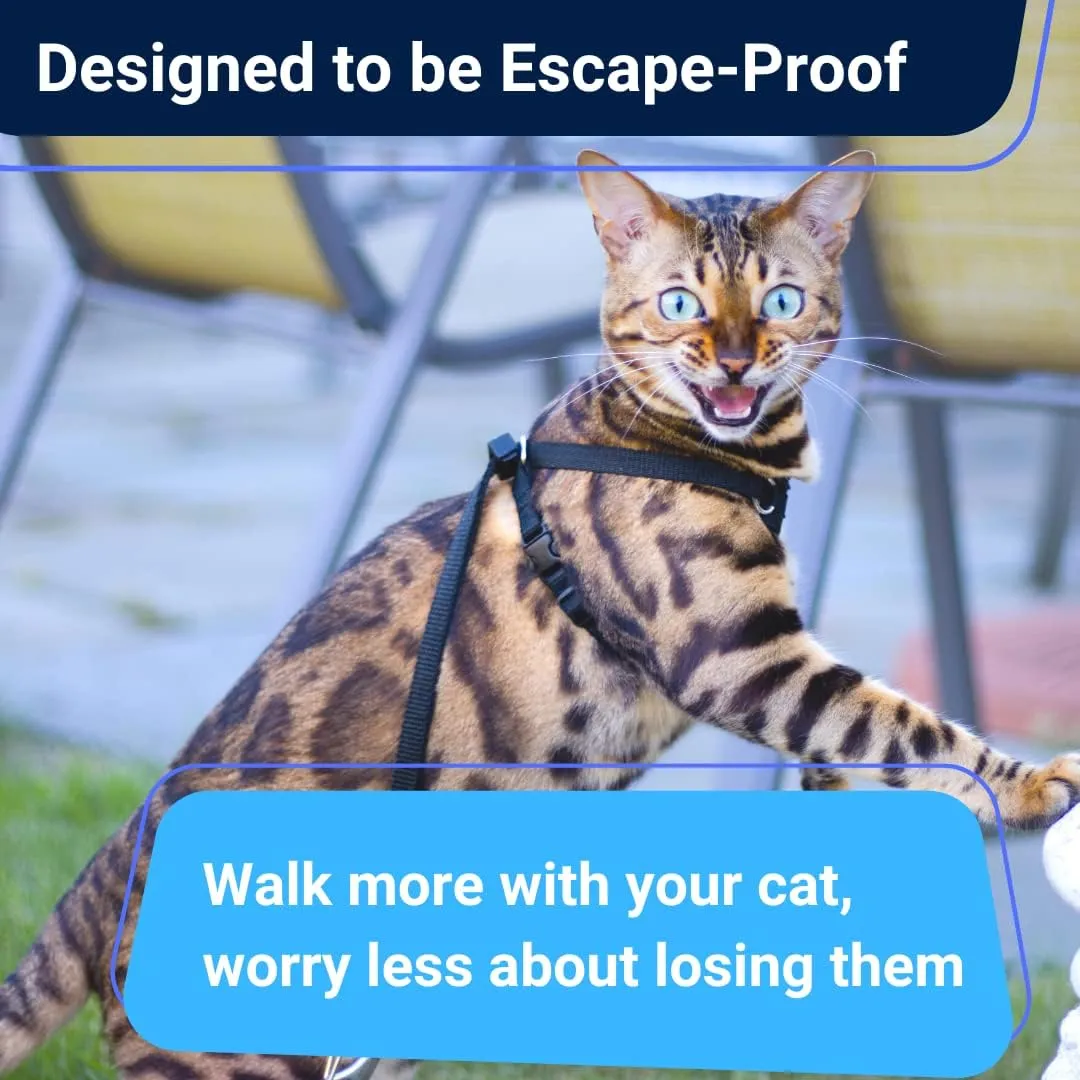 Houdini™ Escape Proof Cat Harness and Leash Set by OutdoorBengal for Walking Cats and Kittens (Vegan Leather, Medium Cat)