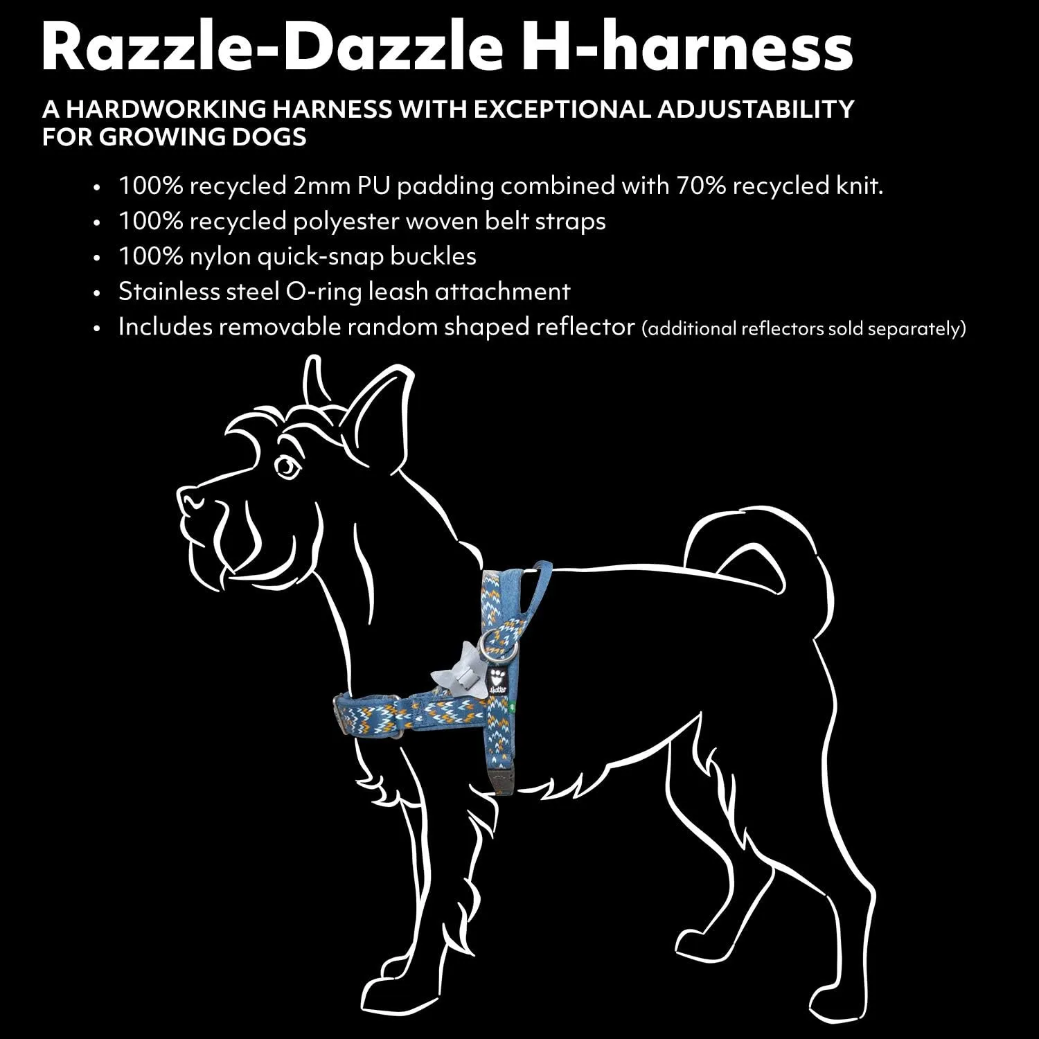 Hurtta Razzle-Dazzle H-Harness, Hedge, 32-40 in