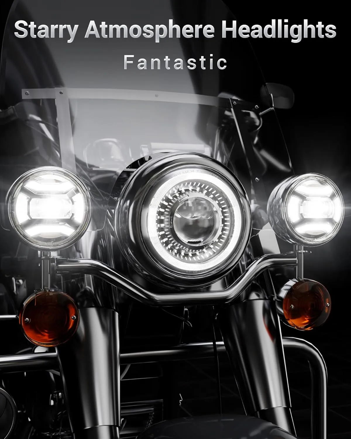 HWSTAR 2025 New 1000% Brighter 7 inch LED Headlight Motorcycle DOT Kit Compatible with Harley Davidson Road King Fat boy Heritage Softail Tri Electra Glide etc w/Start-up Gradient Halo DRL (Black)