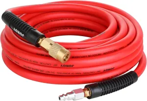 Hybrid Air Hose, 3/8-Inch by 25 Feet Air compressor Hose,Heavy Duty, Lightweight, Kink Resistant, All-Weather Flexibility with 1/4-Inch Brass Air Coupler and Plug, 300 PSI
