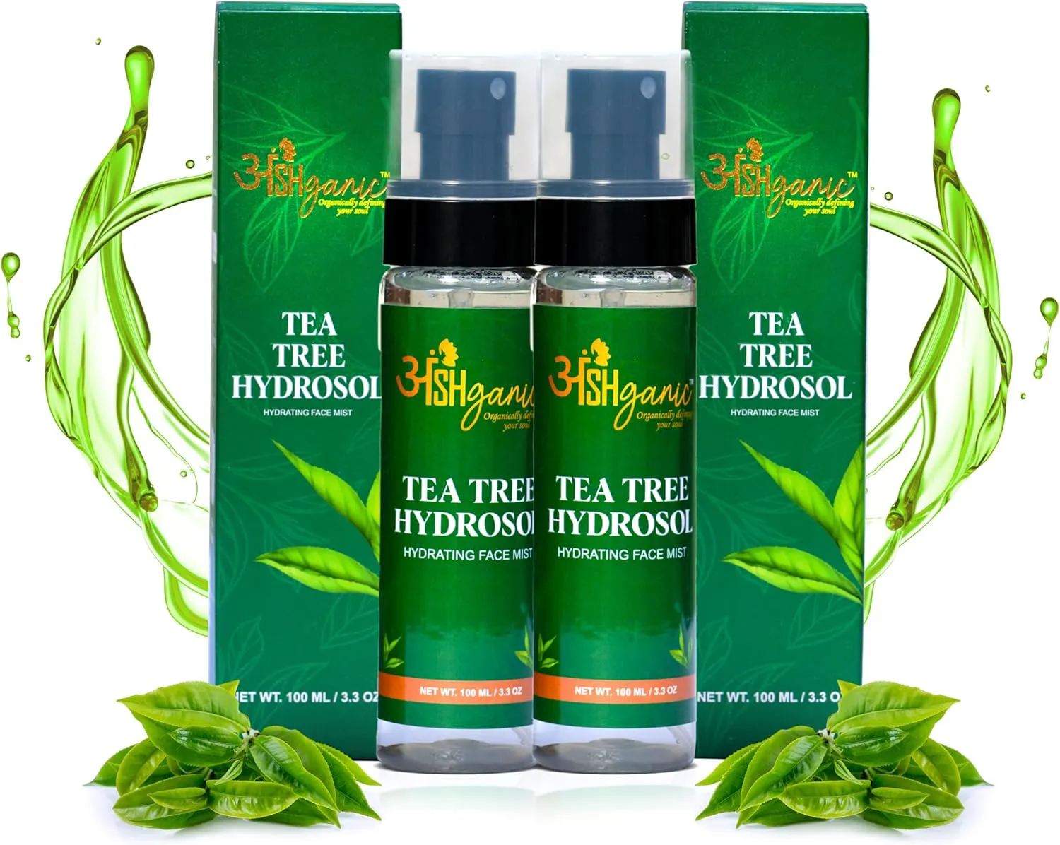 Hydrating Mist Spray for Skin and Hair enriched with Tea Tree Hydrosol Brightening Face Mist | for Hydrating, Soothing and Refreshing (100ml) (Pack fo 2)