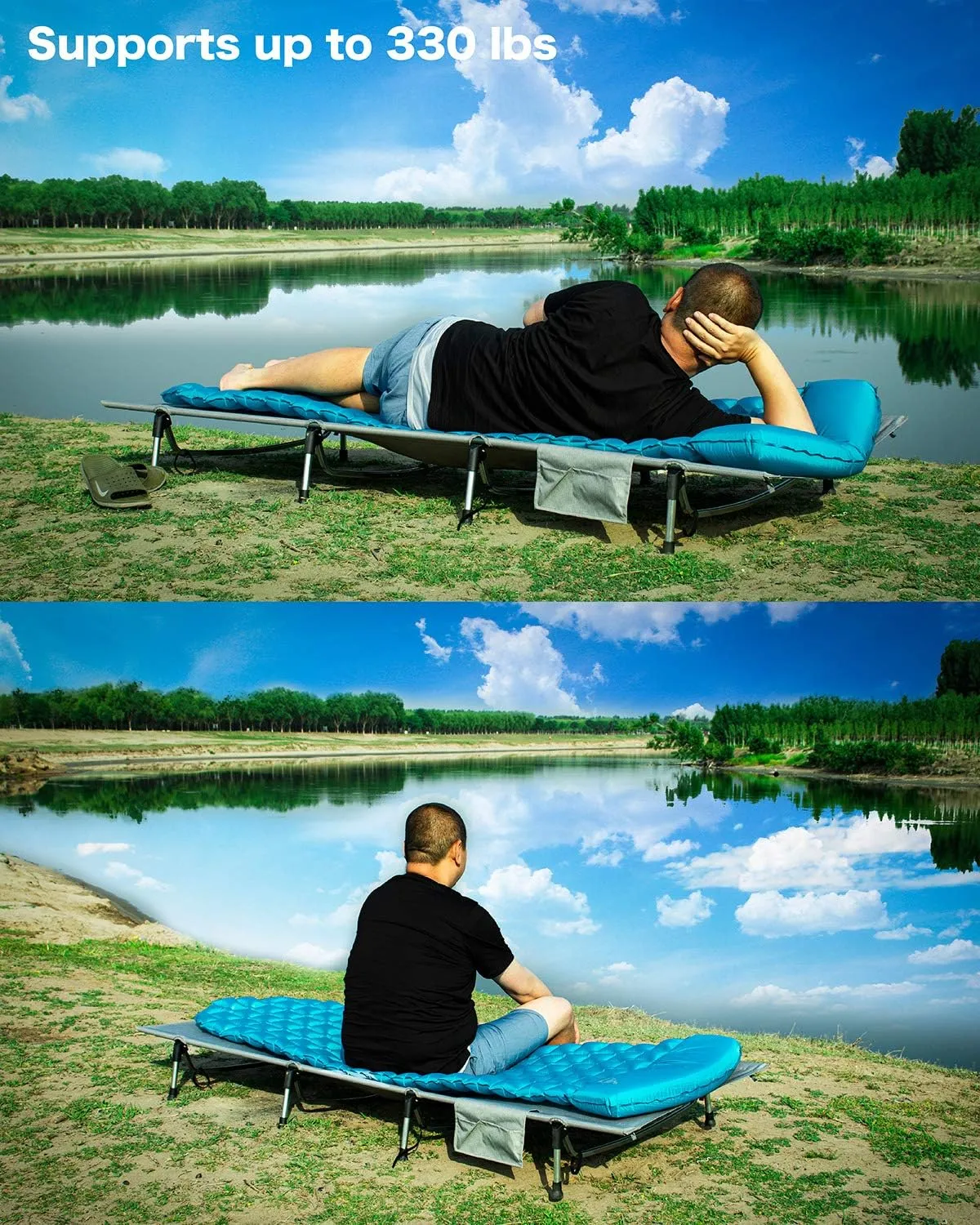 iClimb Super Easy Assemble Folding Cot Ultralight Compact Heavy Duty with Carry Bag for Adults Camping Backpacking