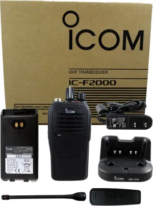 Icom IC-F2000 01 BC-213 4 watt 16 channel UHF 400-470mhz two way radio with charger complete accessories kit