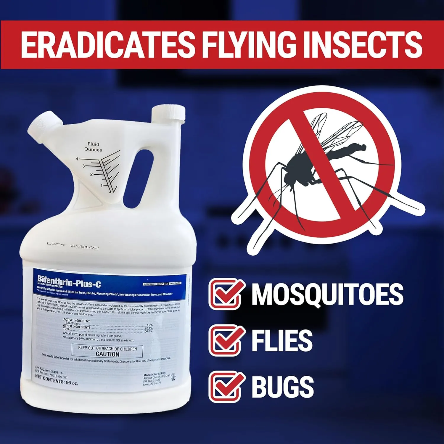 Insecticide (96 oz) - Roach Killer Indoor Infestation, Termite Treatment, Ant Control & Wasp Spray - Home Defense Pest Control, Residential, Commercial, and Industrial Use