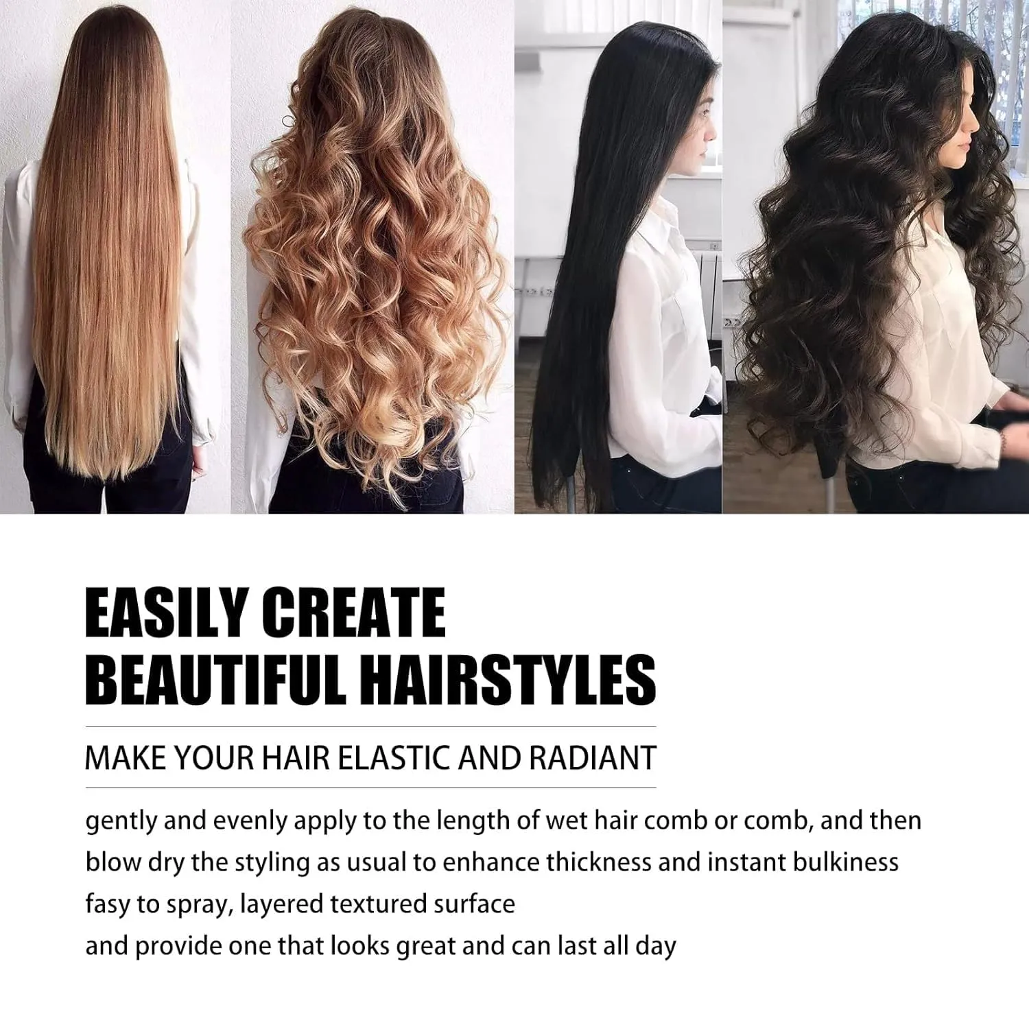 Instntaeous Natural Plant Protein Hair Thickening Spray, Fluffy Volumizing Hair Spray, Volume And Hair Thickene Hairspray, Extra-Volume, Non Greasy & Non Sticky (100ML,2)