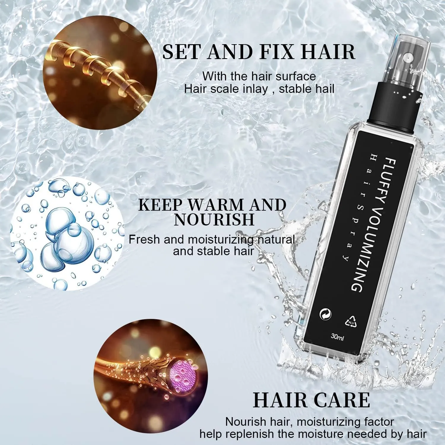 Instntaeous Natural Plant Protein Hair Thickening Spray, Fluffy Volumizing Hair Spray, Volume And Hair Thickene Hairspray, Extra-Volume, Non Greasy & Non Sticky (100ML,2)