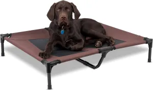 Internet's Best BIRDROCK Home Dog Cot - 36 x 30 - Elevated Dog Bed - Cool Breathable Mesh - Indoor or Outdoor Use - Medium - Brown