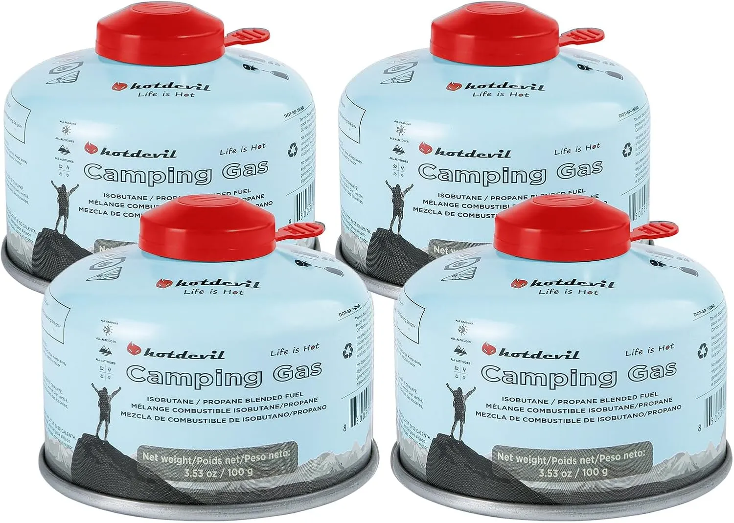 Isobutane Fuel Canister 100 Gram Camping Stove Fuel Butane Propane Blend Camping Fuel Gas Canister Backpacking Fuel Light-weight Compact Camping Fuel Mini Propane Tanks Camp Stove Fuel 3.53oz