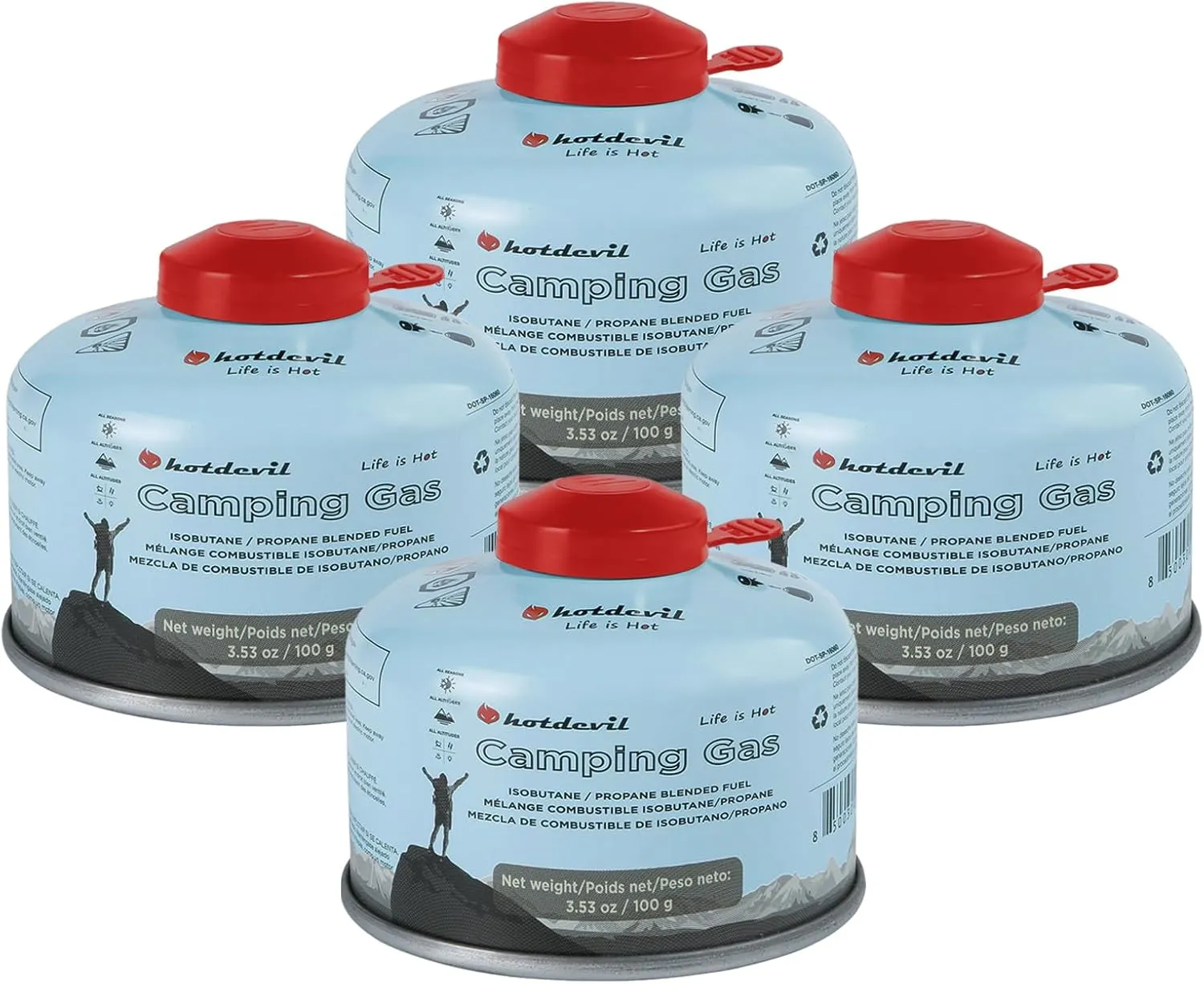 Isobutane Fuel Canister Butane Propane Blend Camping Fuel 100 Gram Camping Stove Fuel Gas Canister Backpacking Fuel Camp Stove Fuel 3.53oz(4 Packs)