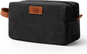 Janhavi Personalized Toiletry Bag for Men, Beach Vacation Travel Essentials, Waterproof Toiletry Bag with Hook, Laser Engraved Initials & Wheat Ear,Gifts For Him (Dark Grey B)