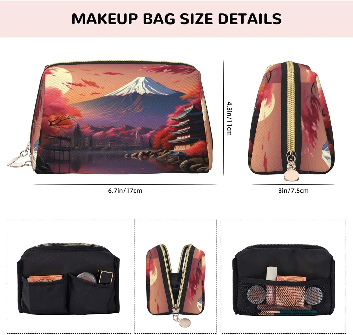 Japan Mount Fuji Landscape Travel-Ready Toiletry Bag, Compact Makeup Organizer For Women