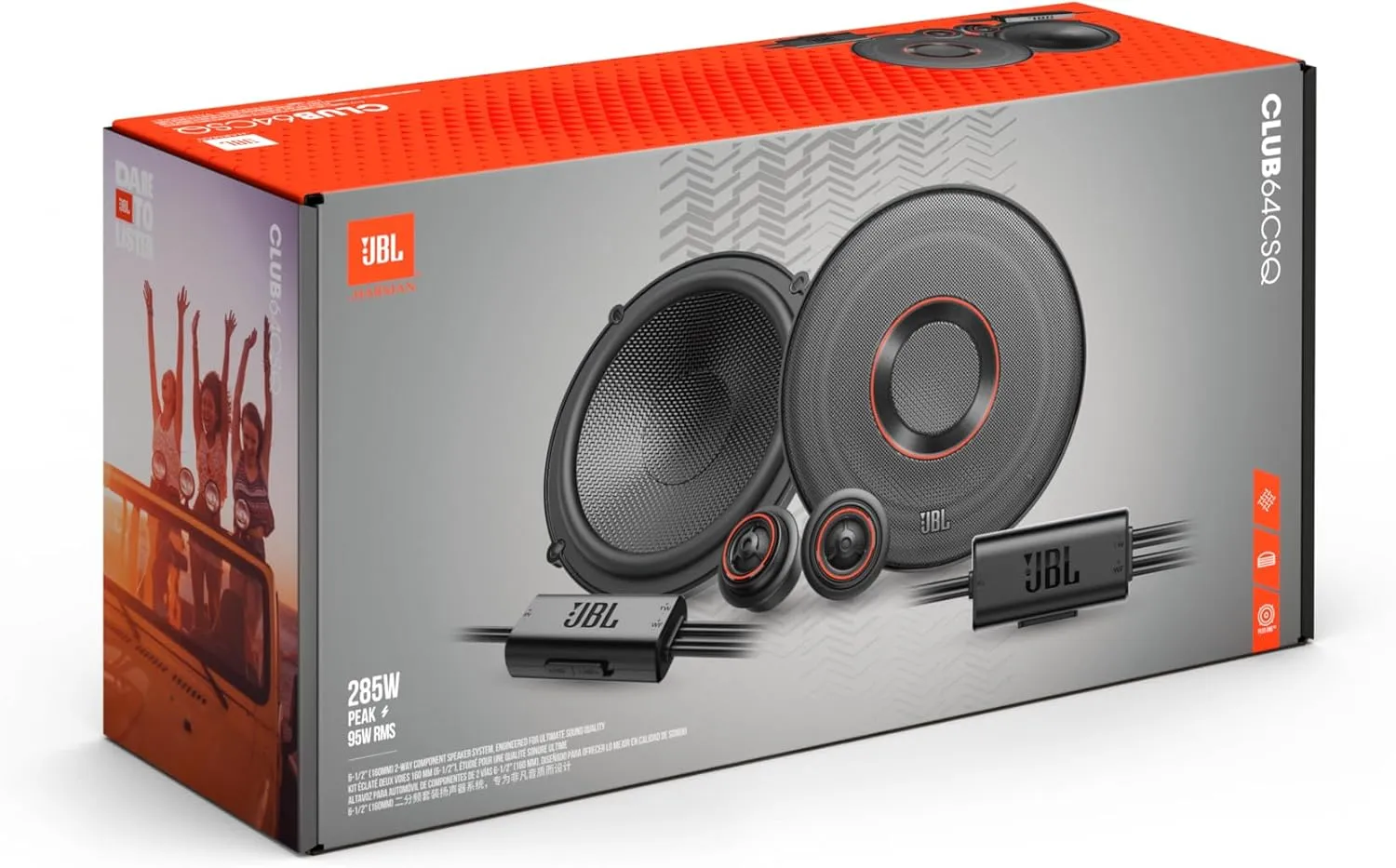 JBL Club 64CSQ - 6-1/2” Component Premium Speakers, 95W RMS, 285W Peak, Sensitivity (@ 2.83V): 93dB, Frequency Response: 48Hz – 21kHz, Nominal Impedance: 3.0 ohms