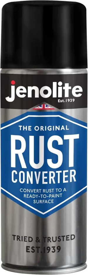 JENOLITE Rust Converter Spray for Metal - Fast Acting Rust Reformer, Inhibitor, and Primer in One - Reforms Rust into Ready to Paint Surface - 400ml (13.52 fl oz)