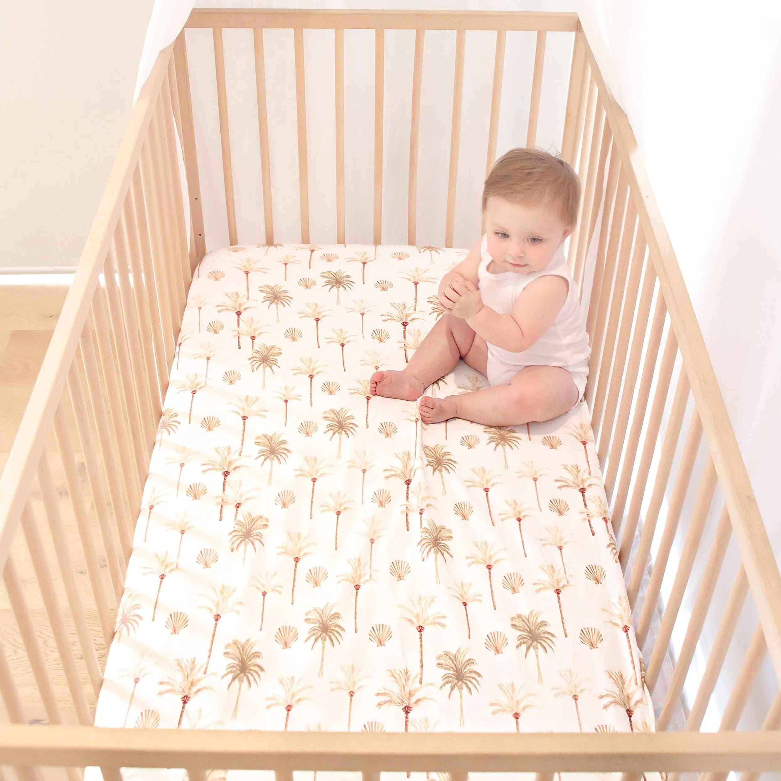 Jersey Cotton Cot Sheet - Summer Palm