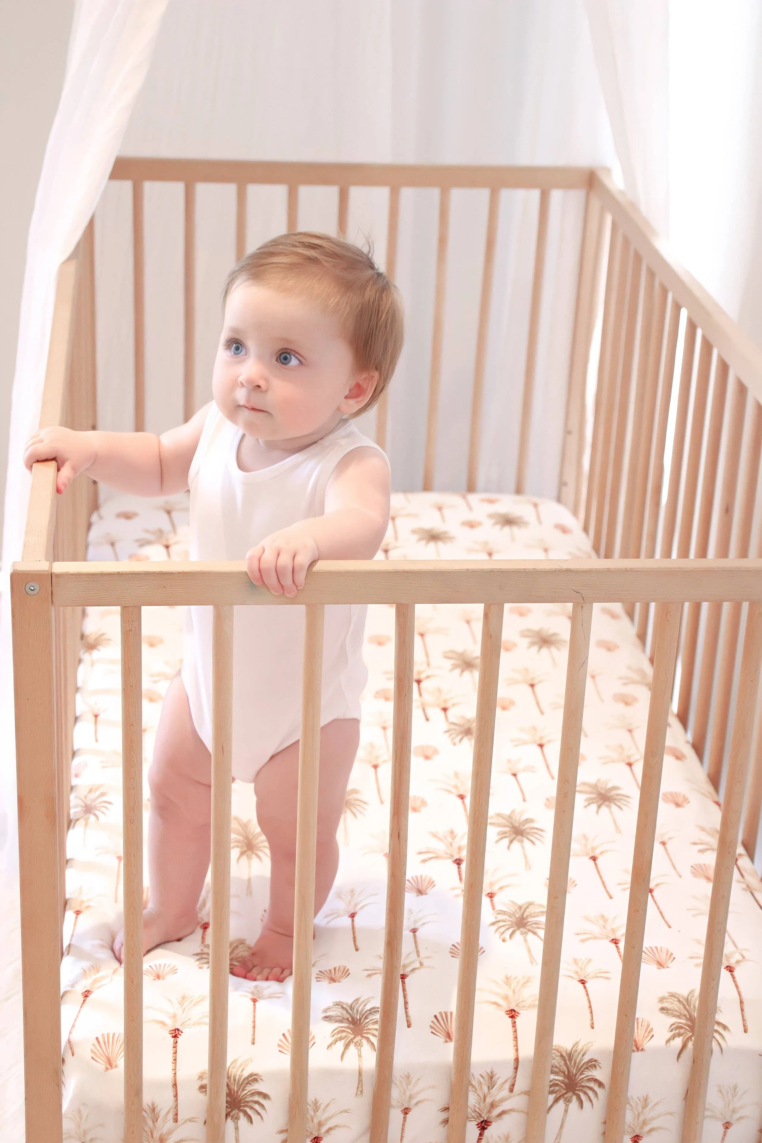 Jersey Cotton Cot Sheet - Summer Palm