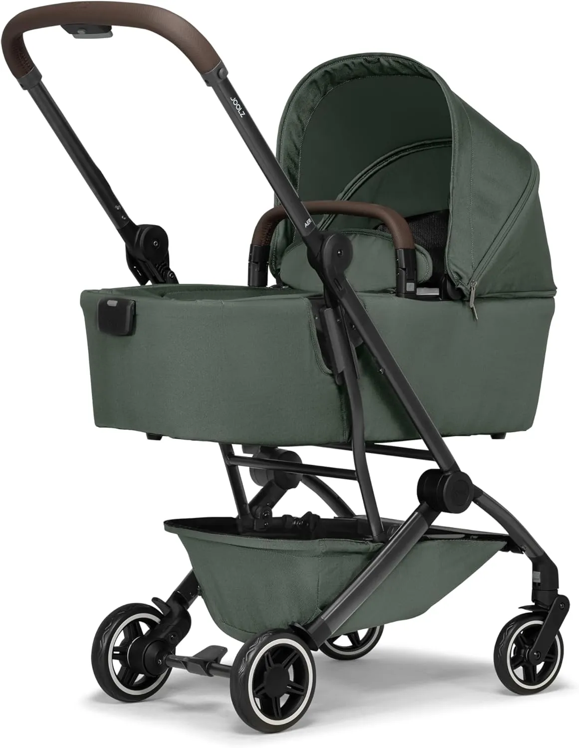 Joolz AER  Carrycot for Newborn (0-6 Months) - One-Hand Foldable Cot - Breathable Mattress - Lightweight Stroller Bassinet for Baby (Up to 20lbs)- Extended Sunhood - Water-Repellent (Forest Green)