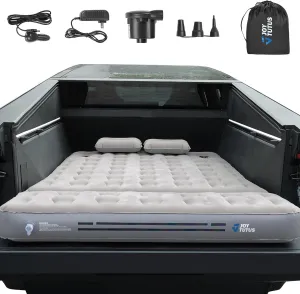 JOYTUTUS Truck Bed Air Mattress with 2 Pillows for Cybertruck Accessories Custom Fit Inflation Camping Air Bed with Built-in Pump & Carry Bag- Grey