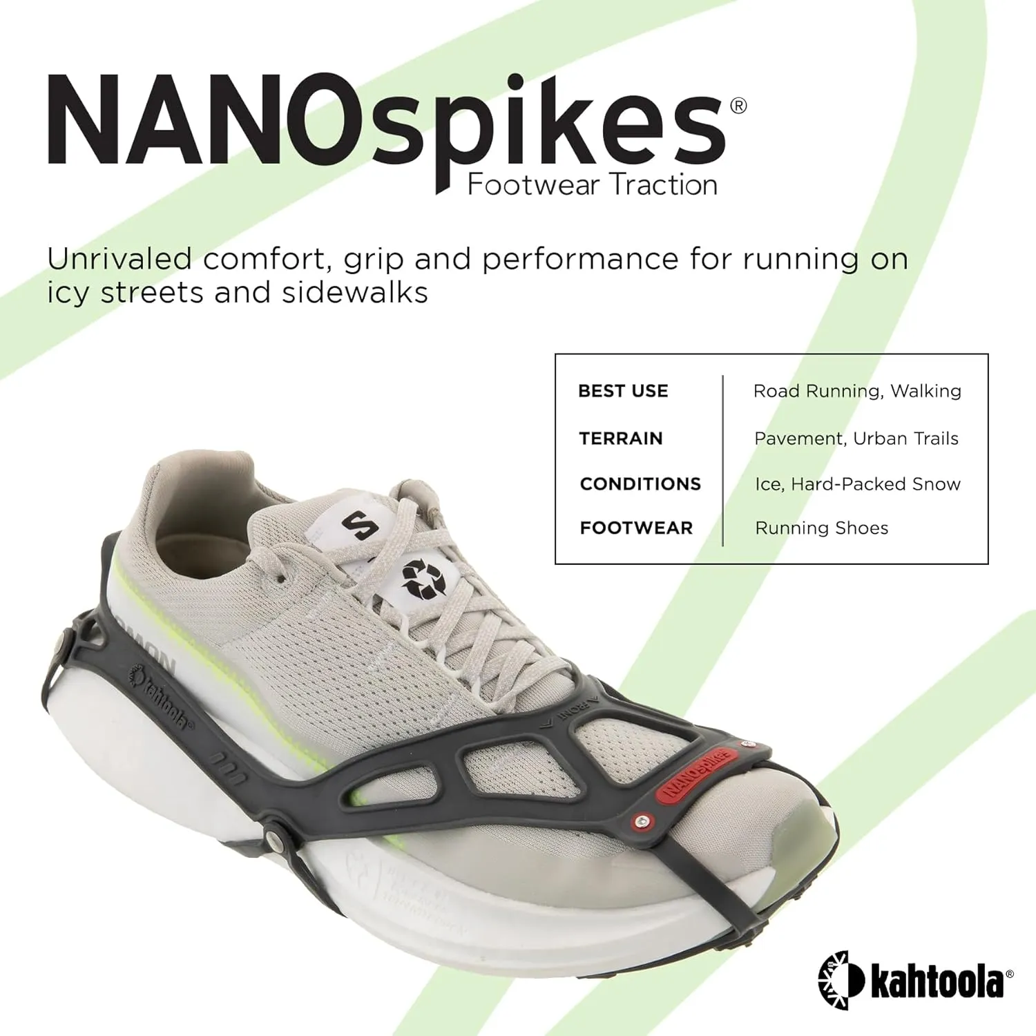 Kahtoola NANOspikes Footwear Traction for Icy Winter Road Running & Walking