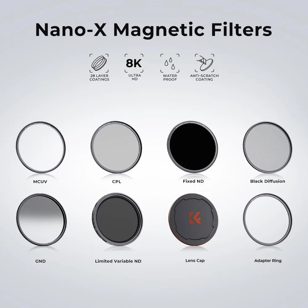 K&F Concept Magnetic 67mm Circular Polarizers Filter (Magnetic Polarizing Filter   Magnetic Basic Ring   Lens Cap) with 28 Multi-Layer Coatings CPL Filter for Camera Lens (Nano-X Series)