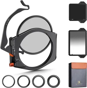 K&F Concept X PRO Square Filters Holder System Kit (Filter Holder   95mm Circular Polarizer   Square GND8 Filter   ND1000   4 Filter Adapter Rings) for Camera Lens