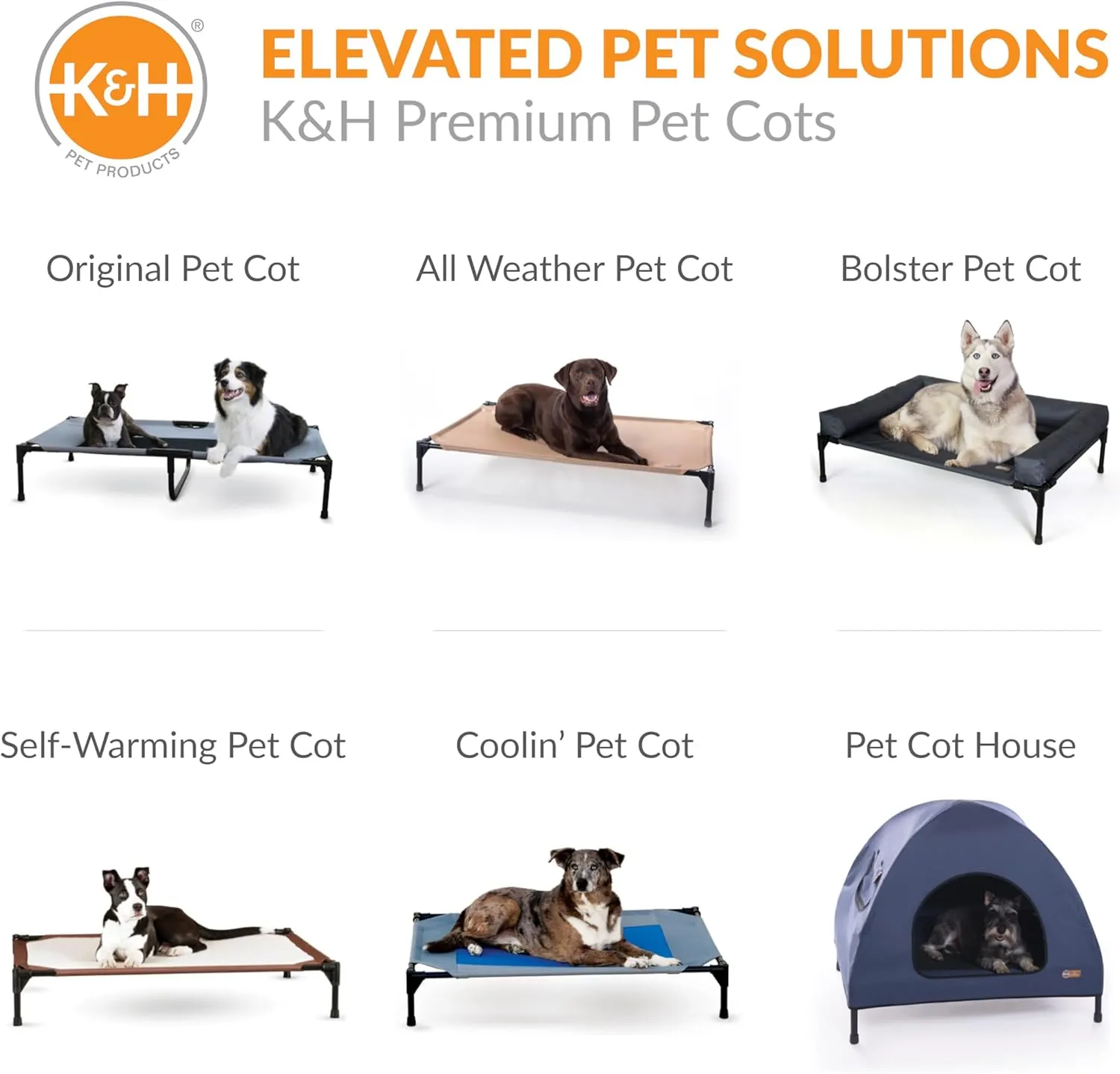 K&H Pet Products Bolster Dog Cot, Cooling Indoor Outdoor Elevated Cot Hammock Dog Bed with Removable Washable Bolsters, Washable Mesh Cover, Raised Metal Frame - Medium 32 X 25in Charcoal