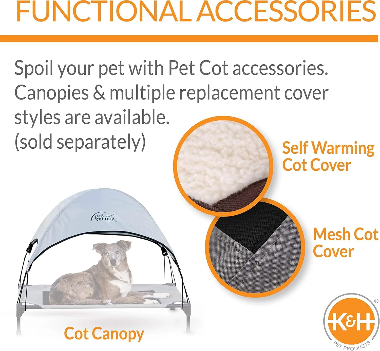 K&H Pet Products Coolin' Pet Cot, Outdoor Cooling Elevated Dog Cot for Large Dogs, Raised Bed with Cool-Core Center, Portable Pet Platform with Heavy-Duty Metal Frame - Large Gray/Blue
