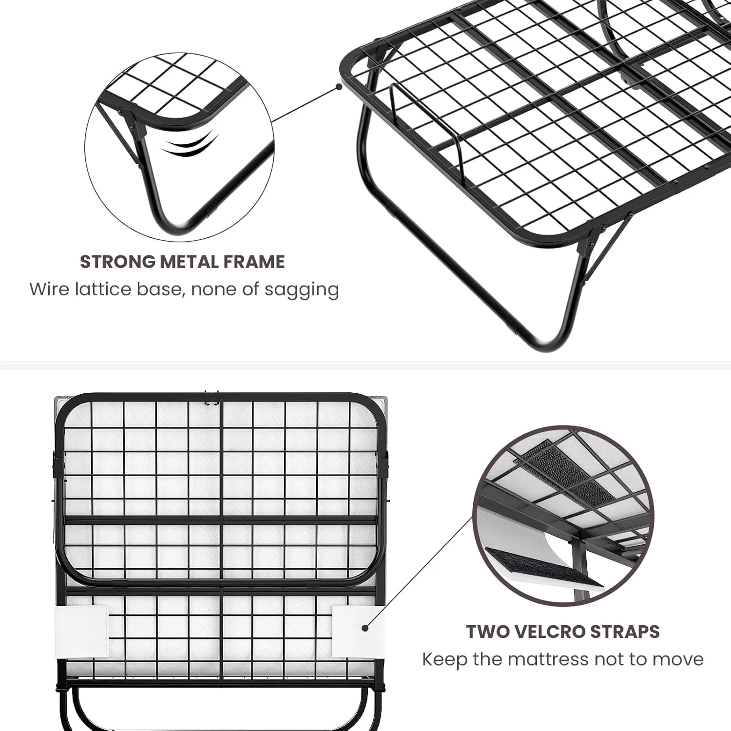 Karcog Folding Bed with Mattress, Storage Cover Included, Cot Size Extra Rollaway Guest Bed for Adults, with Memory Foam Mattress and Sturdy Metal Frame on Wheels, 75” x 31