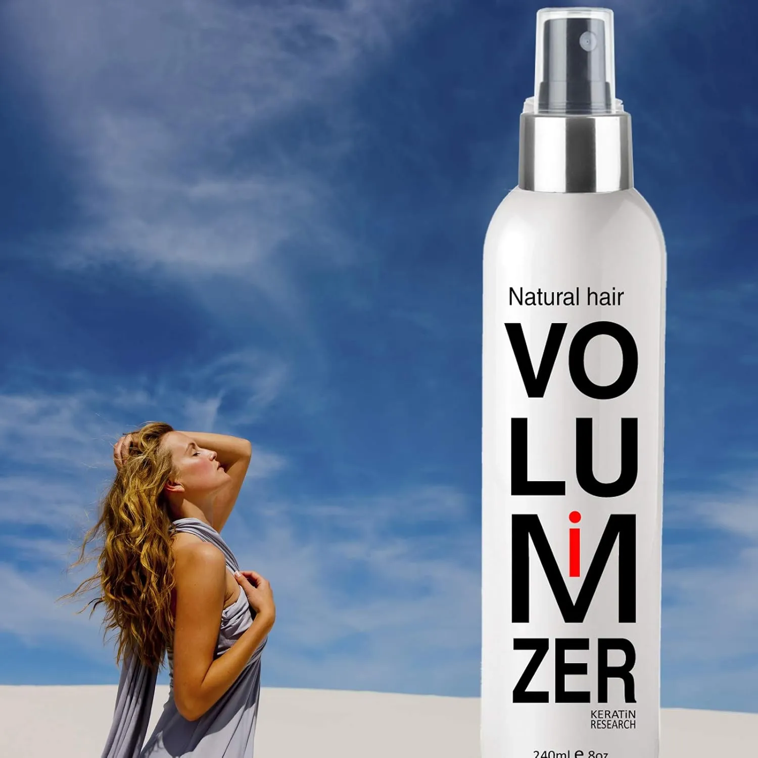 KERATIN RESEARCH Instant Natural Hair Volumizing Spray   Thickener for Fine Hair - Thicker Hair in 30 Seconds - Experts Recommended Products for Women & Men (8oz)