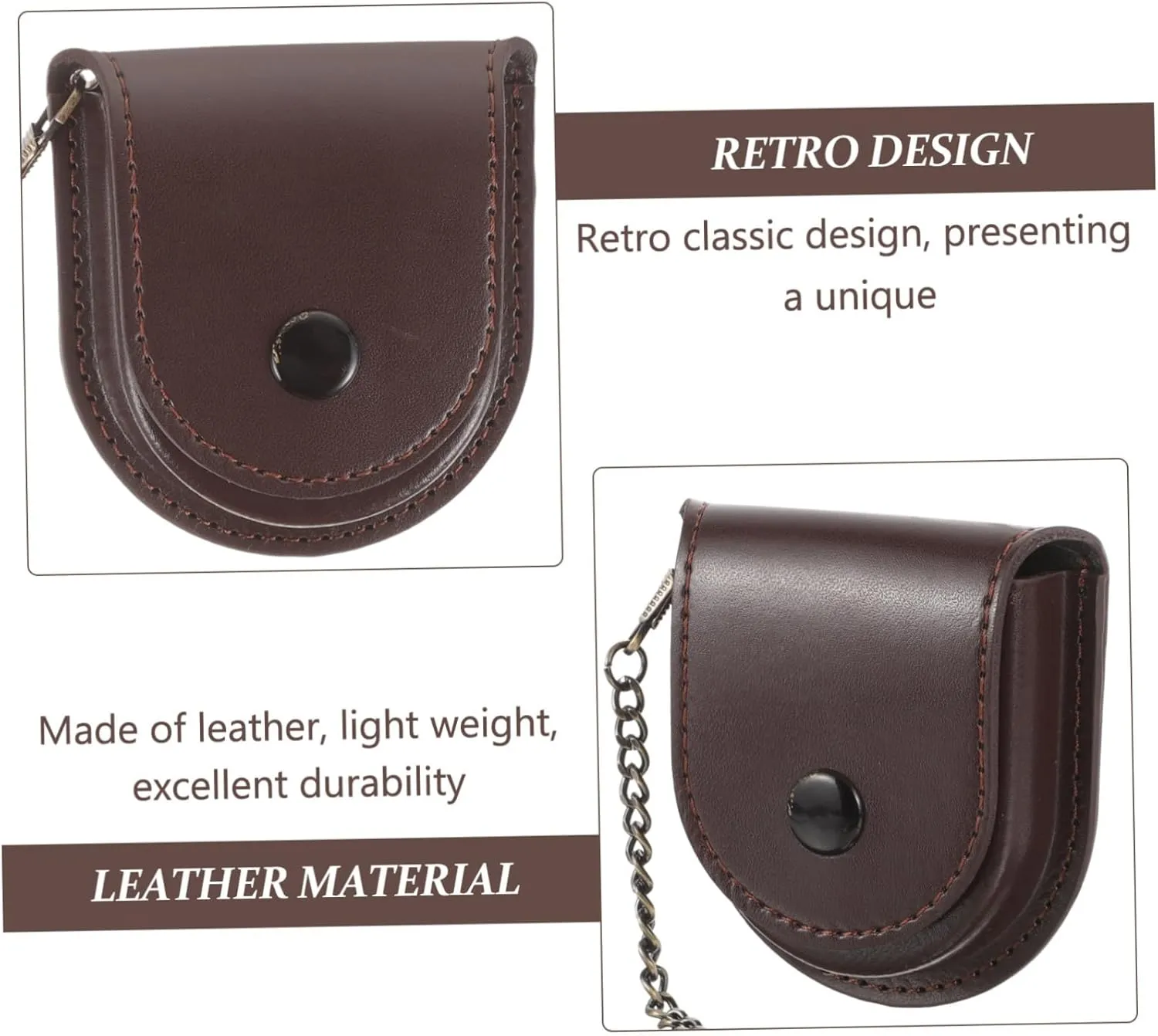 KESYOO 2pcs Pocket Watch Leather Case Electronic Pocket Watch Kit Watch Display Automatic Watch Winder Pocket Watch Case Portable Watch Smartwatch Retro Style Watch Pouch Metal Coffee